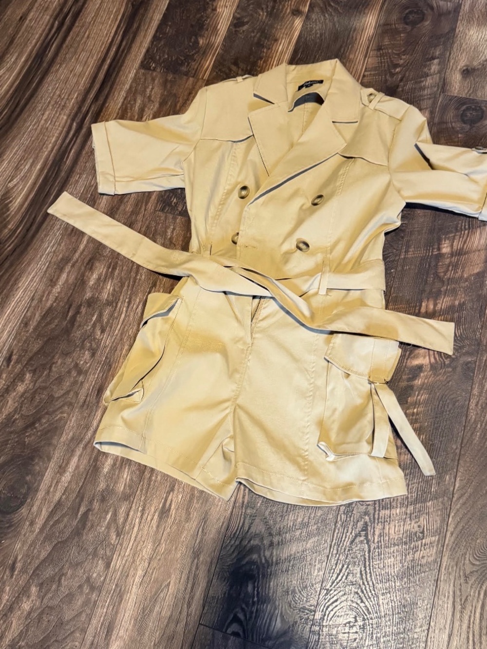Athina Khaki Utility Trench Style Romper Jumpsuit - Size M NWOT